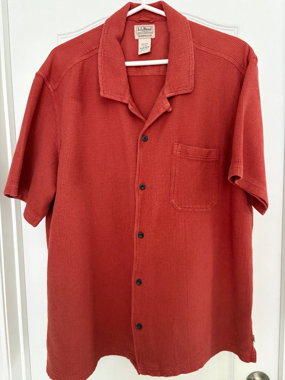 Men’s Traditional Fit Short Sleeve Waffle Weave – Rust, XL